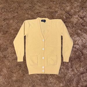 Vintage Ralph Lauren Cardigan 100% Wool Button Up Yellow Small